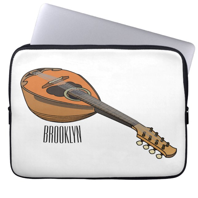 Mandolin cartoon illustration laptop sleeve (Front)