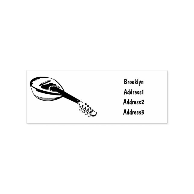 Mandolin cartoon illustration rubber stamp (Imprint)