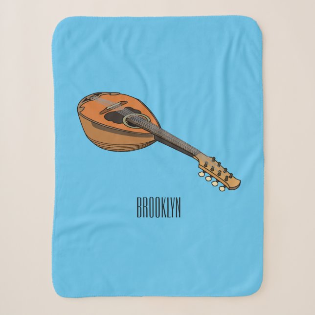 Mandolin cartoon illustration sherpa blanket (Front)
