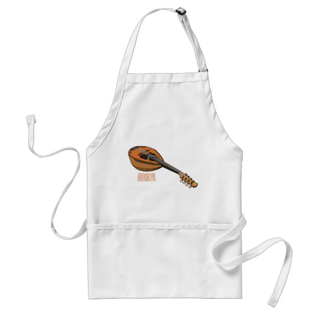Mandolin cartoon illustration standard apron (Front)