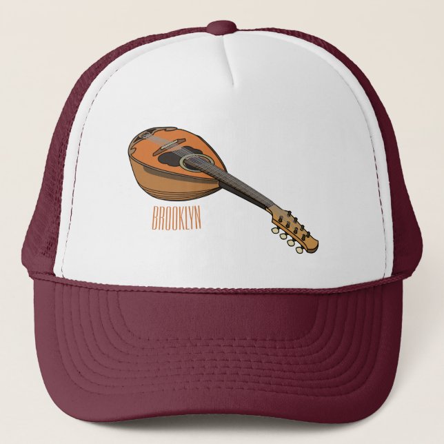 Mandolin cartoon illustration trucker hat (Front)
