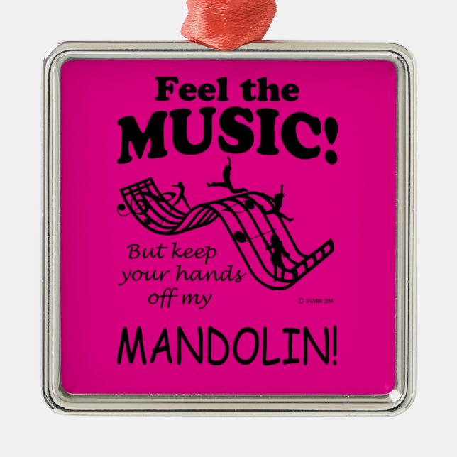 Mandolin Feel The Music Metal Tree Decoration (Front)