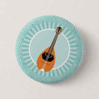 Mandolin Fun Turquoise Swirl Music 6 Cm Round Badge