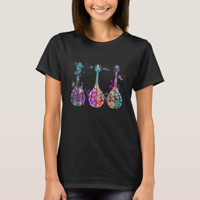 Mandolin Instrument Silhouette Mandolins T-Shirt (Front)