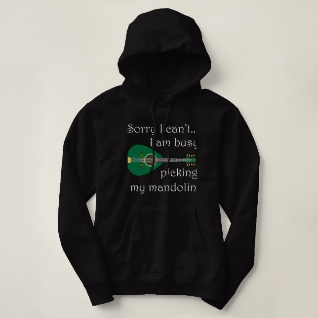 Mandolin Lover Picking Bluegrass Music Notes Hoodie (Design Front)