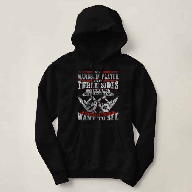 Mandolin Lover Trees Moon Night Reflection 80s Ret Hoodie (Design Front)