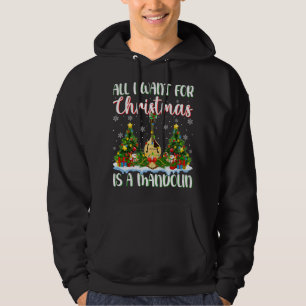 Mandolin Lover Xmas Lighting Santa All I Want For  Hoodie