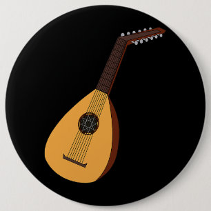 Mandolin Lute Men Country Music Bluegrass 1 6 Cm Round Badge