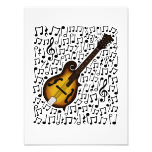 Mandolin Musical Notes Mandolinist Folk Musician Photo Print
