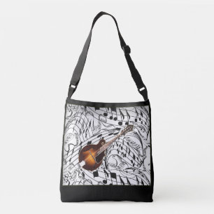 MANDOLIN ON MUSIC NOTES  CROSSBODY BAG