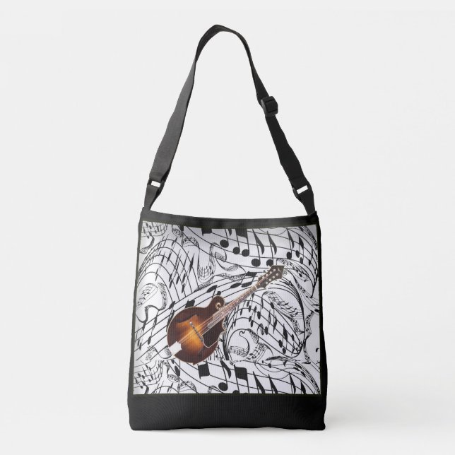 MANDOLIN ON MUSIC NOTES  CROSSBODY BAG (Back)