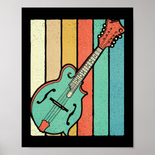 Mandolin Player Funky Retro Bluegrass Mandolin Mus Poster
