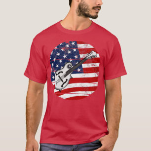 Mandolin USA Flag Mandolinist Folk Musician 4th Ju T-Shirt