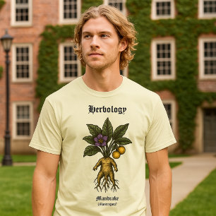Mandrake Root Retro Woodcut Botanical Art T-Shirt