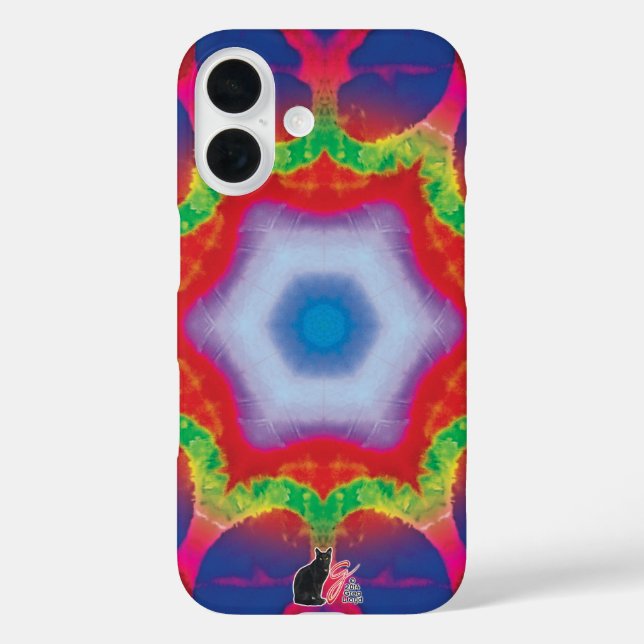 Mandril Kaleidoscope iPhone 16 Case (Back)