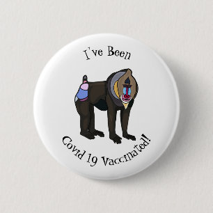 Mandrill cartoon illustration 6 cm round badge