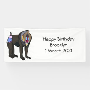 Mandrill cartoon illustration banner
