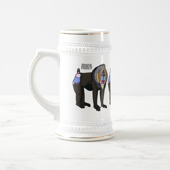 Mandrill cartoon illustration beer stein (Left)