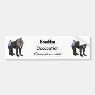 Mandrill cartoon illustration bumper sticker