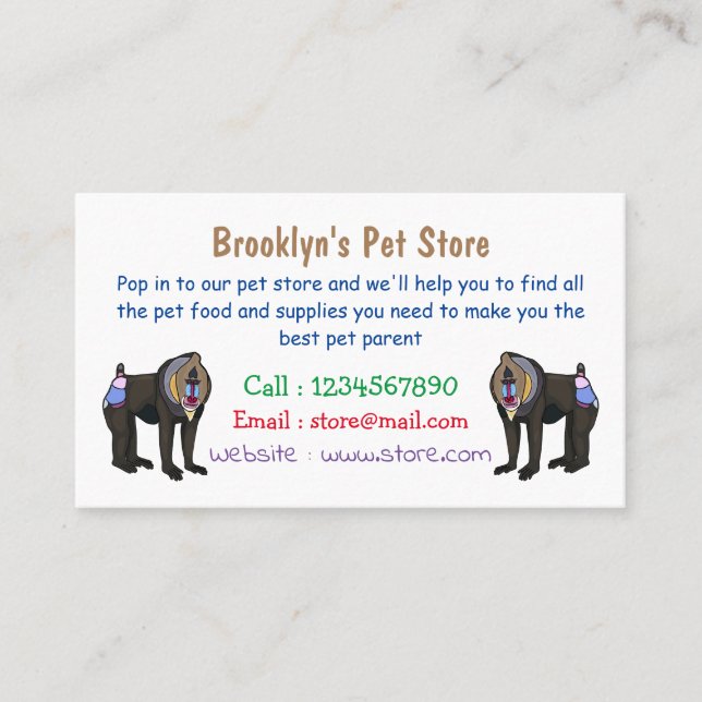 Mandrill cartoon illustration business card (Front)