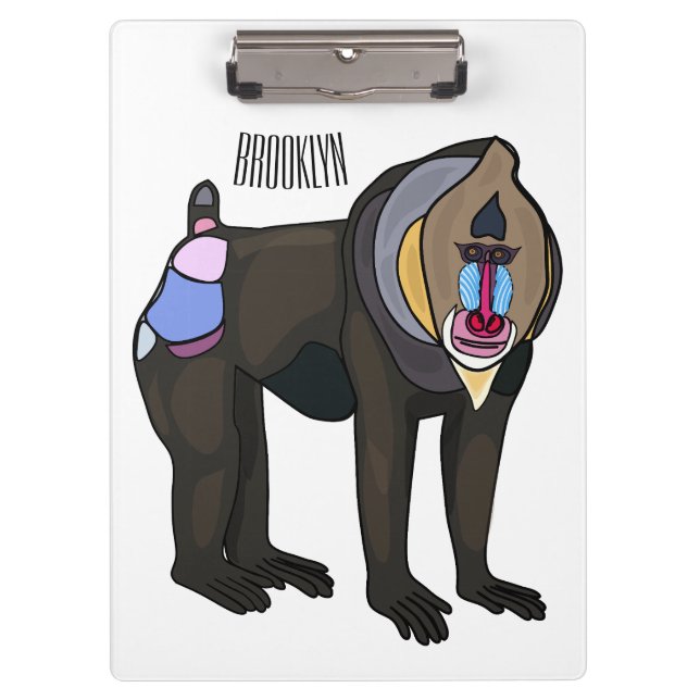 Mandrill cartoon illustration clipboard (Front)