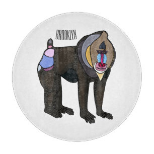 Mandrill cartoon illustration cutting board