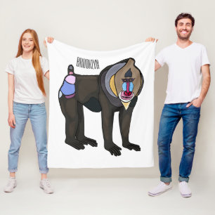 Mandrill cartoon illustration fleece blanket