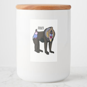 Mandrill cartoon illustration food label