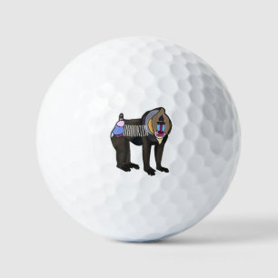 Mandrill cartoon illustration golf balls