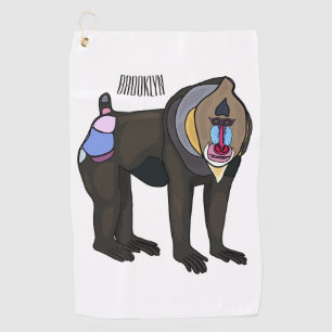 Mandrill cartoon illustration golf towel