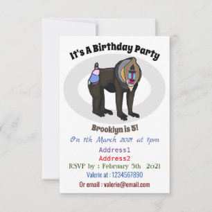 Mandrill cartoon illustration invitation