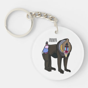 Mandrill cartoon illustration key ring