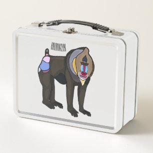 Mandrill cartoon illustration metal lunch box