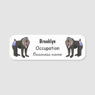 Mandrill cartoon illustration name tag