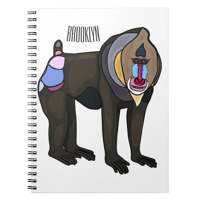 Mandrill cartoon illustration notebook (Front)