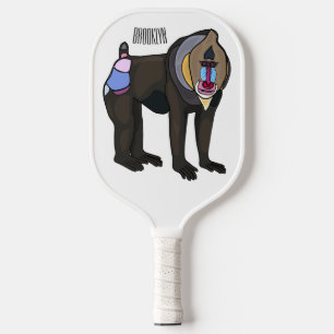 Mandrill cartoon illustration pickleball paddle