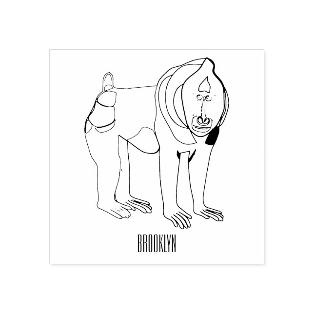 Mandrill cartoon illustration rubber stamp (Imprint)