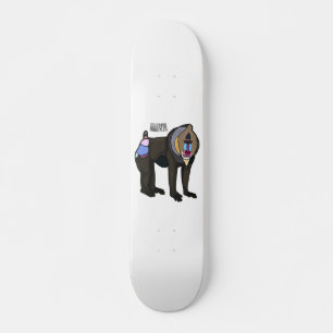 Mandrill cartoon illustration skateboard