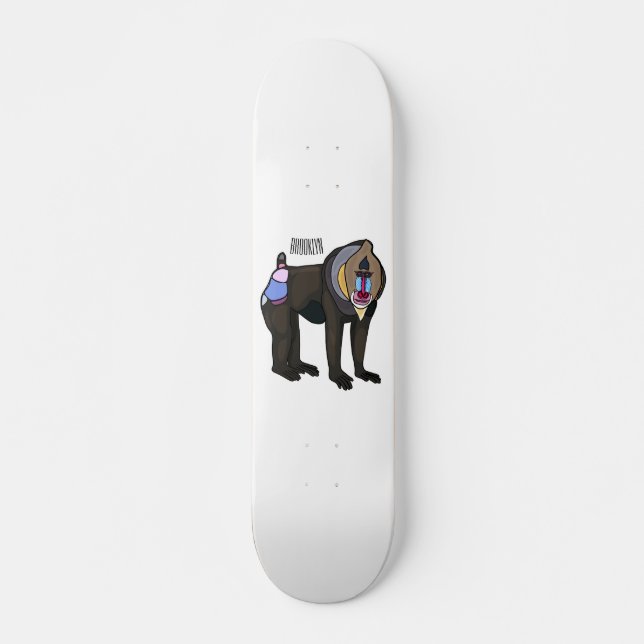 Mandrill cartoon illustration skateboard (Front)