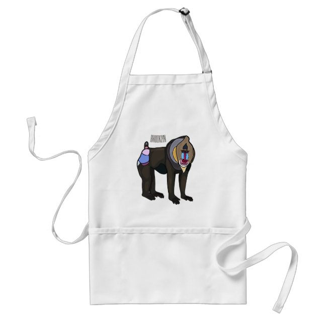 Mandrill cartoon illustration standard apron (Front)