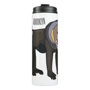 Mandrill cartoon illustration thermal tumbler