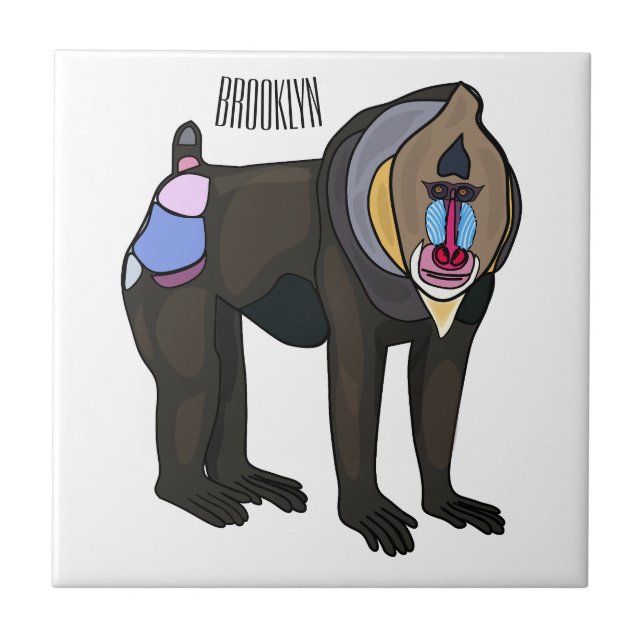 Mandrill cartoon illustration tile (Front)
