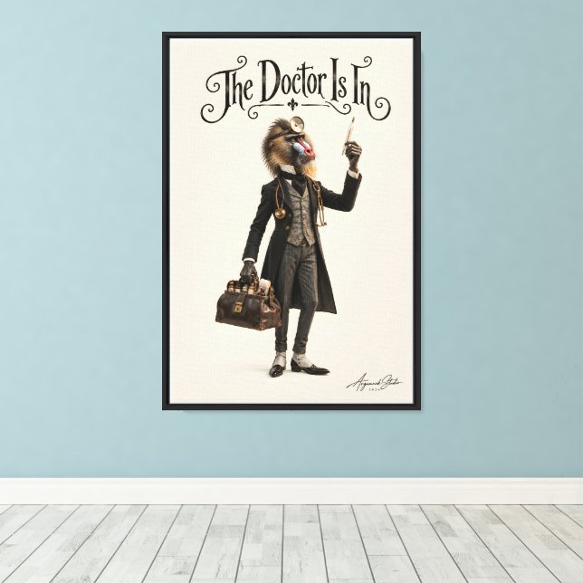 Mandrill Physician Canvas Print (Insitu(Wood Floor))