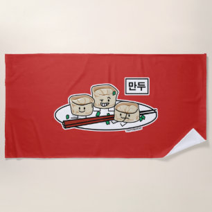 Mandu Korean dumpling dim sum breakfast hangul Beach Towel