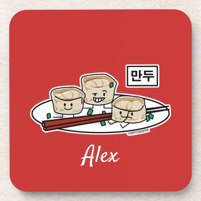 Mandu Korean dumpling dim sum breakfast hangul Coaster (Front)
