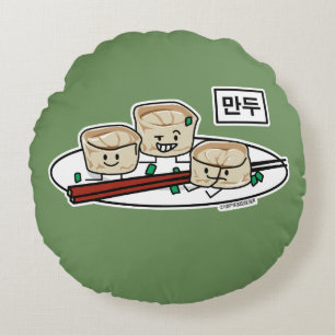 Mandu Korean dumpling dim sum breakfast hangul Round Cushion