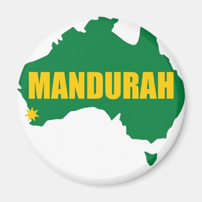 Mandurah Green and Gold Map Magnet (Front)