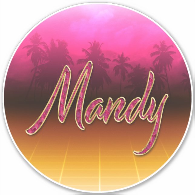 Mandy First Name Golden pink Sticker (Front)