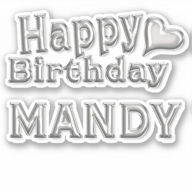 Mandy Happy Birthday silver stickers (Front)