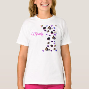 Mandy, Name, Logo With Guinea Pigs And Pansies, T-Shirt